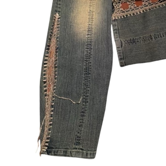 Crest Jeans Vintage Y2K 90s Western Flare Bootcut Embroidered Dirty Wash - Picture 8 of 10